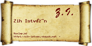 Zih István névjegykártya
